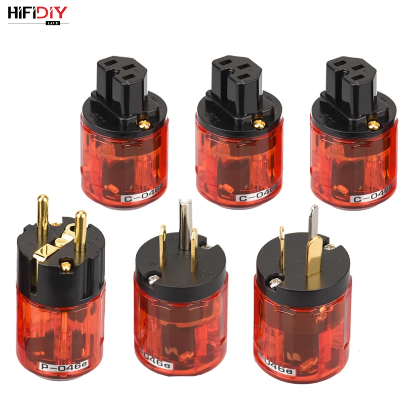 HIFIDIY Pure Copper Gold Plated Power Plug Tail Connector HIFI Audio Power supply wire Connectors Red Black029