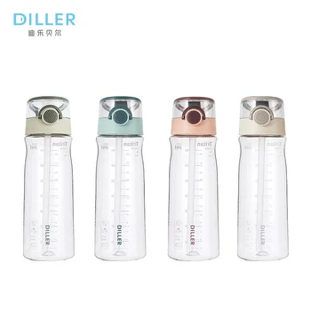 

Diller Drinkware Tritan Silicone Plastic Large Capacity Causel Male Female School GYM Sport Water Bottle Size 840ml No.D40