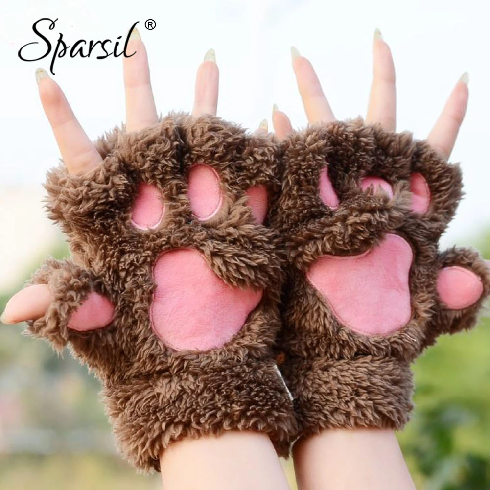 Sparsil女性冬半指毛皮の手袋かわいい猫爪クマの足手袋指なしコスプレ厚みぬいぐるみウォーム手袋ミトン レディース手袋 Aliexpress Sparsil女性冬半指毛皮の手袋かわいい猫爪クマの足手袋指なしコスプレ厚みぬいぐるみウォーム手袋ミトン レディース手袋 Aliexpress