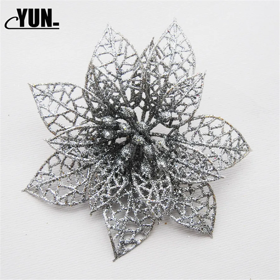 Artificial Hollow Flowers Beautiful Ornament Hanging on The Christmas Tree Wedding Christmas Valentine's Day Decorations 7D