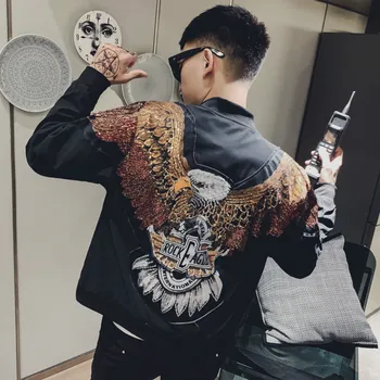 

2020 Mens Bomber Jacket Eagle Printing Casual Slim Fit Mens Jackets and Coats Chaquetas Hombre Streetwear Windbreaker Clothing