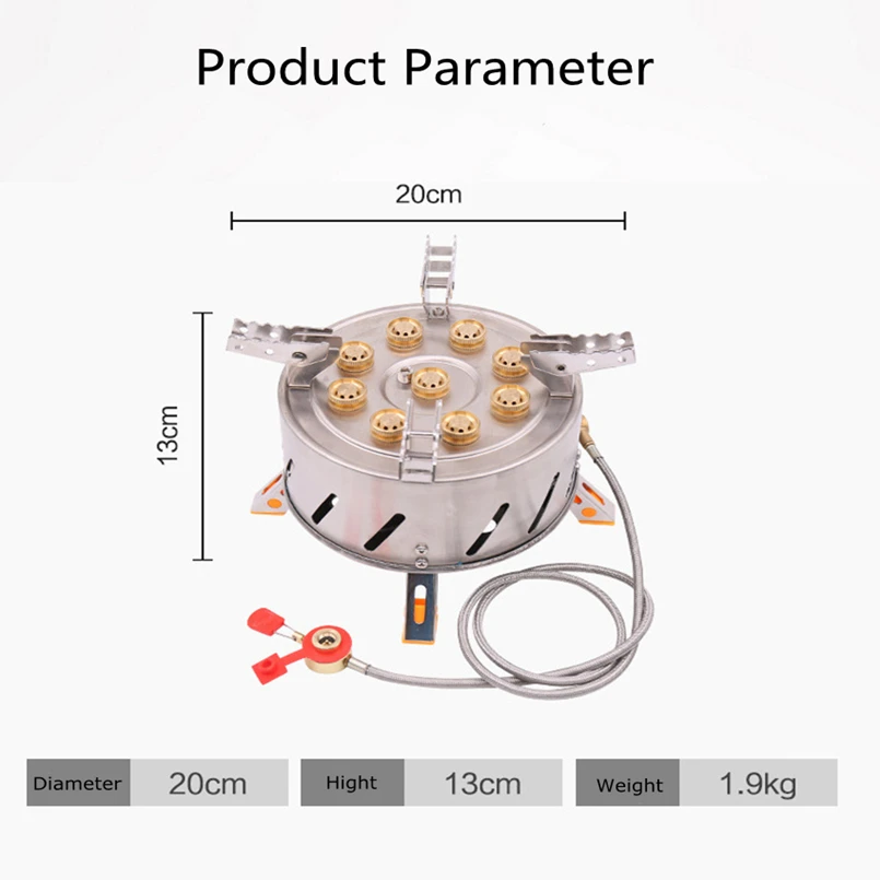 9 löcher Outdoor Gas Herd 19800W High Power Camping Gasherd