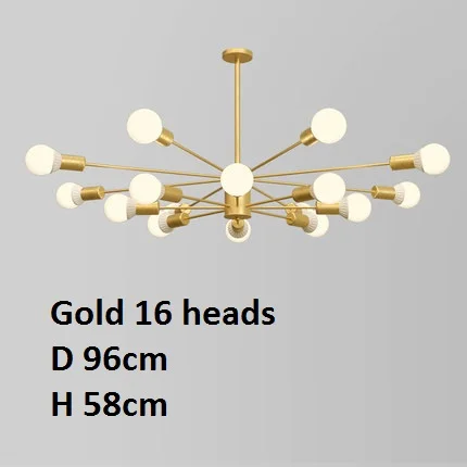 Gold 12heads LukLoy современная простая люстра, подвеска для гостиной, скандинавского ресторана, украшения, светильники, золотые и черные люстры для спальни - Цвет абажура: Gold 12heads