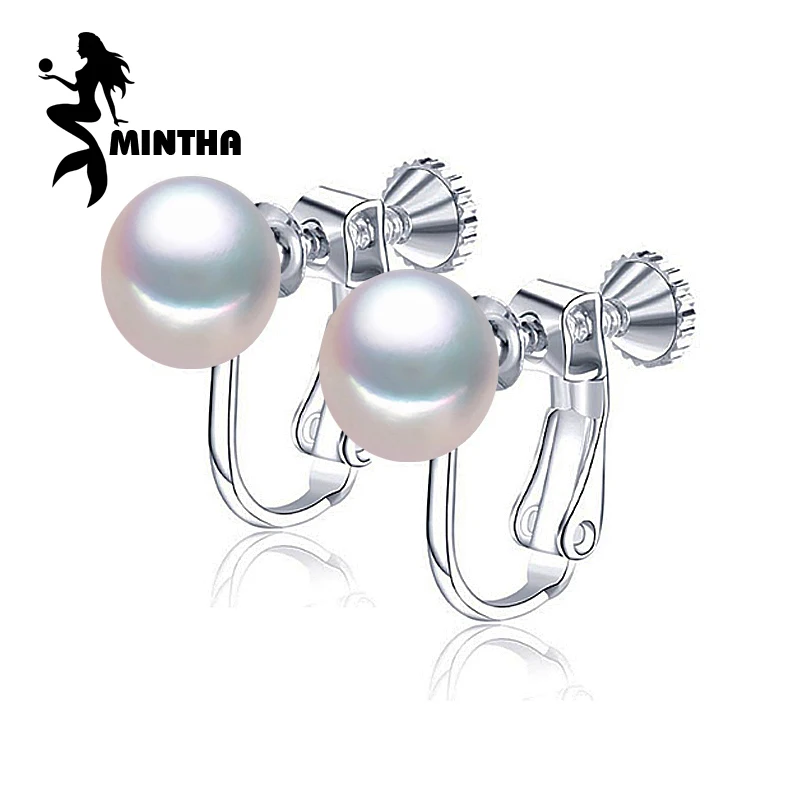 

MINTHA 925 Sterling Silver Clip On Stud Earrings Natural Freshwater Pearl Earrings For Women Wedding Fashion Boho Jewelry
