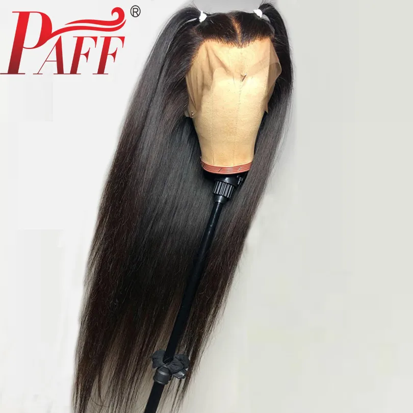 PAFF 13*4 парики из натуральных волос на кружеве шелковистые прямые перуанские бесклеевые волосы remy парик со средней частью Детские волосы для черных женщин