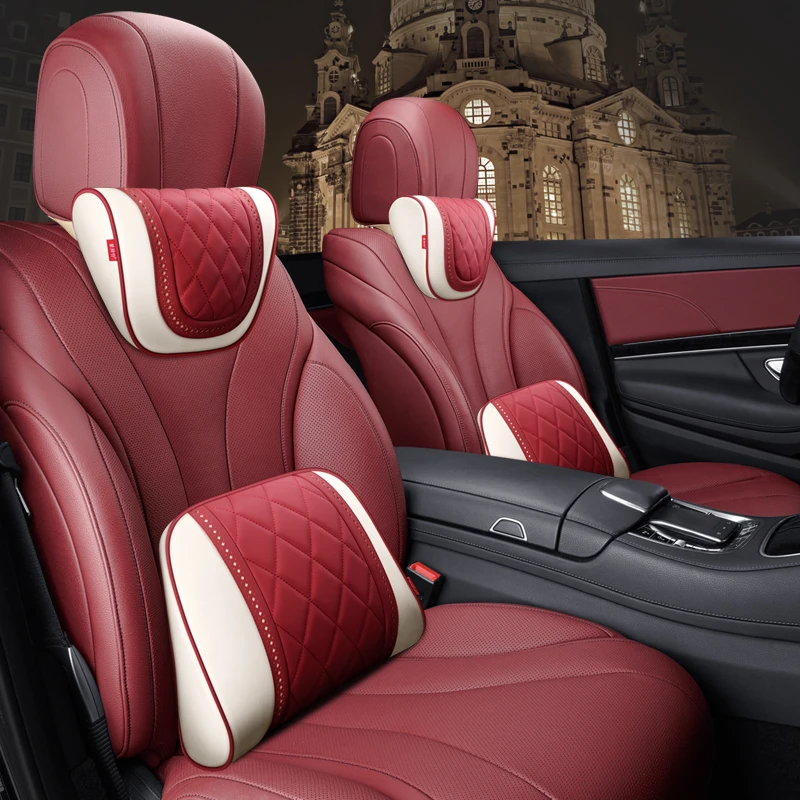 

Napa leather Car Seat Rest Cushion Headrest Car Neck Pillows For Mercedes Benz Maybach S-Class headrest car accessories