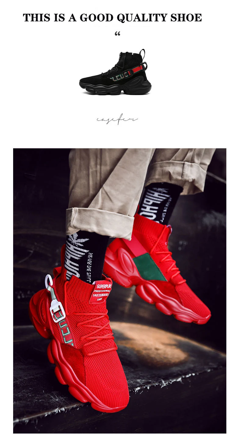Новая модная повседневная обувь для мужчин, сетчатые легкие удобные дышащие высокие кроссовки, мужские спортивные кроссовки для бега, мужские красные
