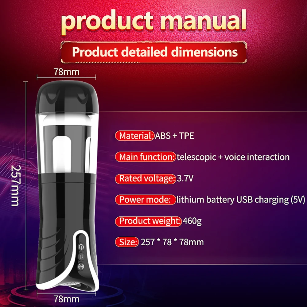 Automatic Male Masturbator For Men Electric Telescopic Masturbation Cup Real Vagina Pussy Adult Sex Toys For Men Masturbation 4