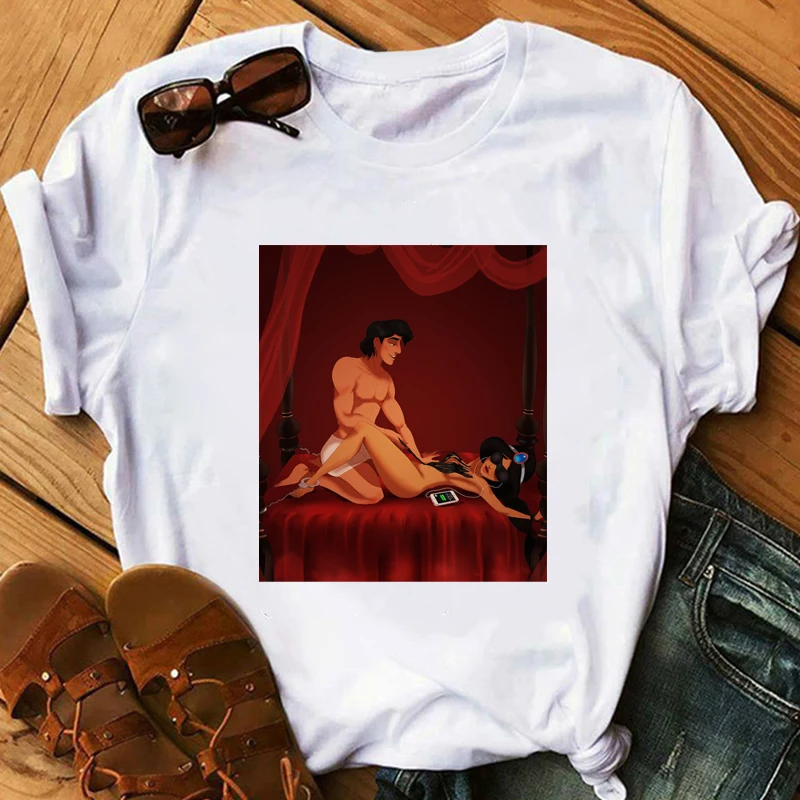Женская футболка Aladdin Jasmin, романтическая ночная забавная футболка для девочек, летняя футболка для фитнеса с круглым вырезом, повседневная женская футболка - Цвет: GM-4656