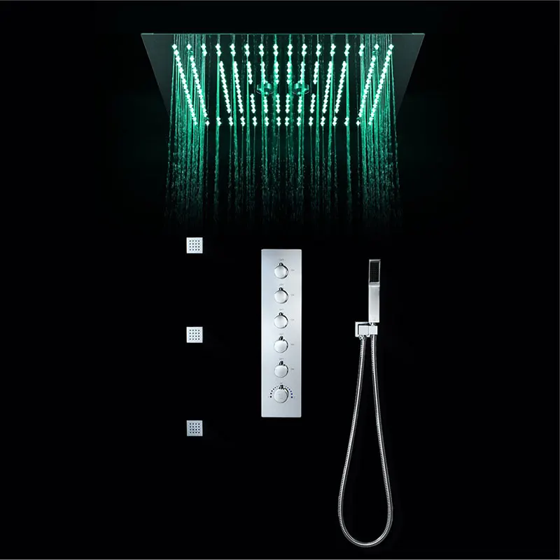 Bathroom Thermostatic Shower Faucets Embedded Ceiling Mounted Rainfall Misty Shower Head Big Rain LED Shower Set 40cm Led Shower - Цвет: Shower Set