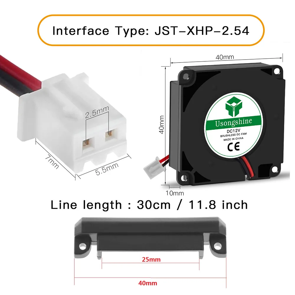 Вентилятор охлаждения 5 в 12 В 24 в 40*10 мм 4010 гидравлический подшипник радиальный вентилятор охлаждения вентилятор для экструдера турбо вентилятор с XH2.54-2P провода для Ender 3 - Цвет: 12V with tuyere