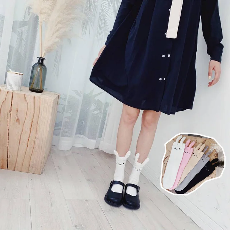 ZZIYEETTM 1 Pair Girls Kawaii Harajuku Cute Rabbit Socks Students Cotton Plush Ears | Женская одежда