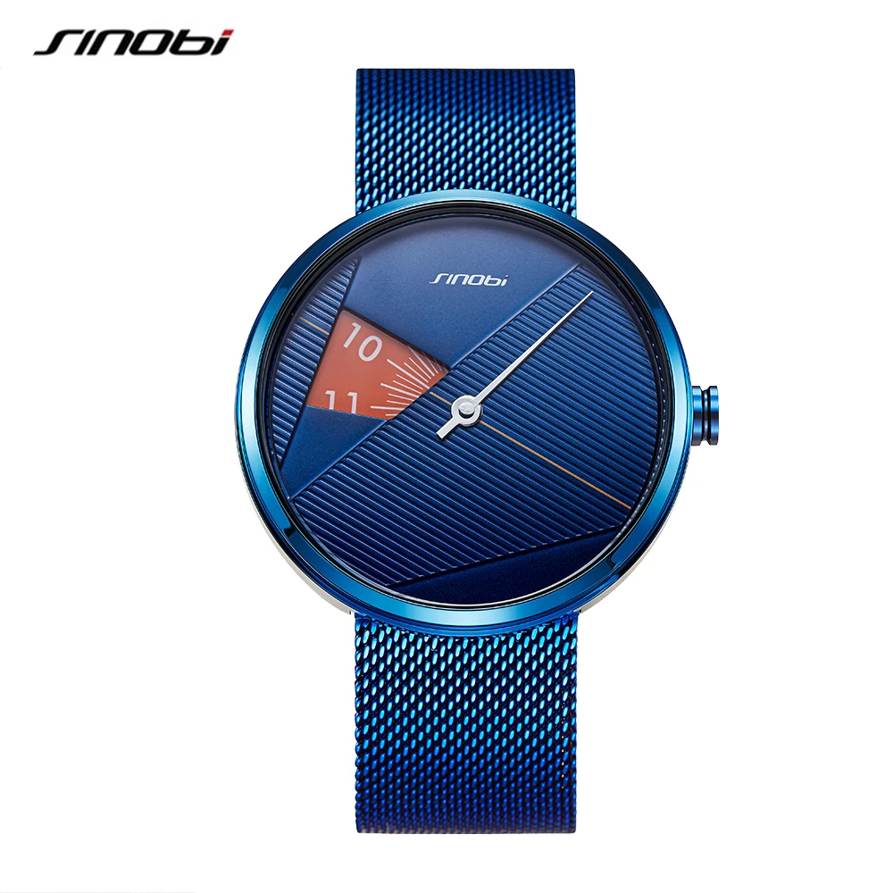 Watch Men SINOBI Irregular Fashion Blue Men's Watch Top Brand Luxury ...