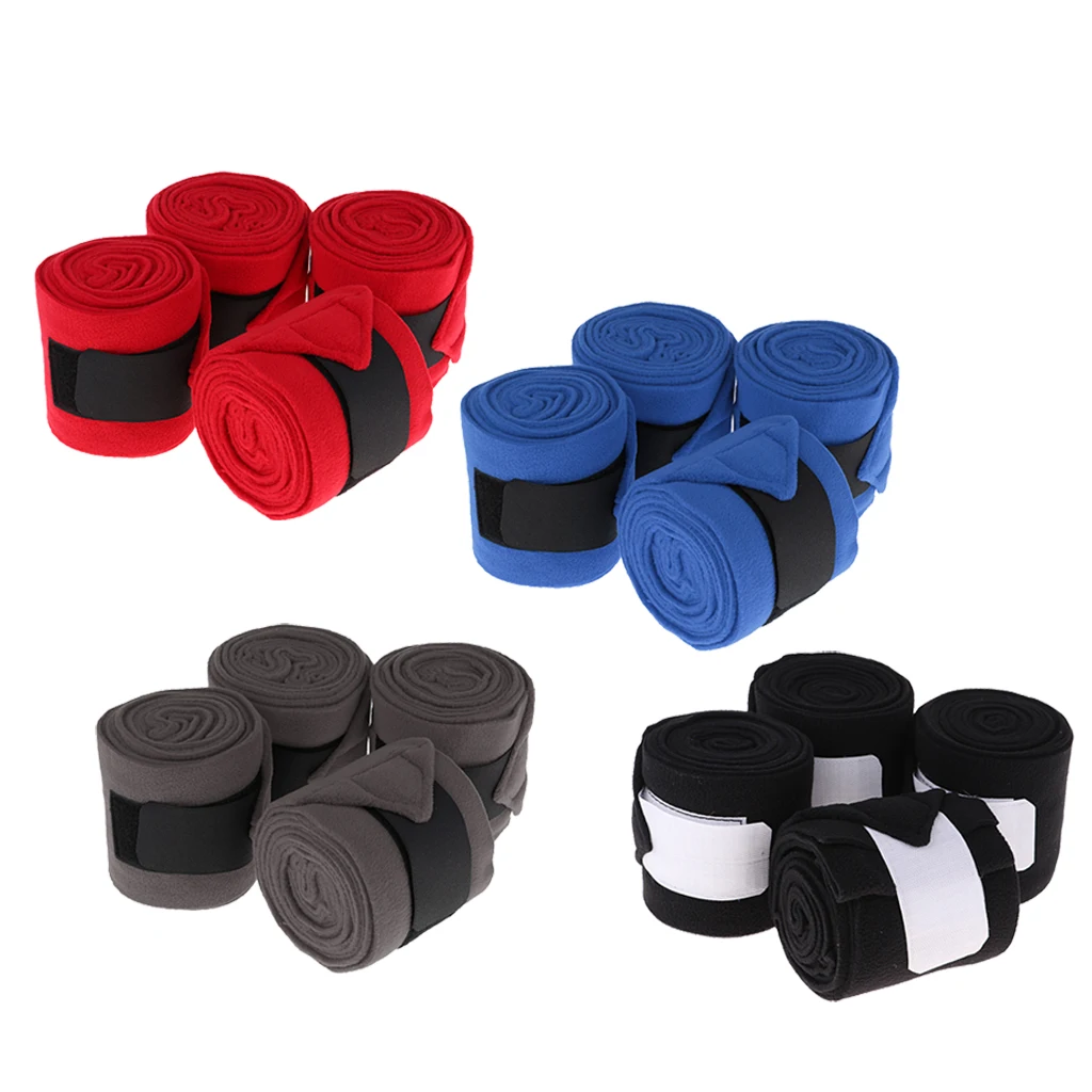 4 Rolls Fleece Polo Leg Wraps Horse Equestrian Boots Bracer Leg Protection Wraps