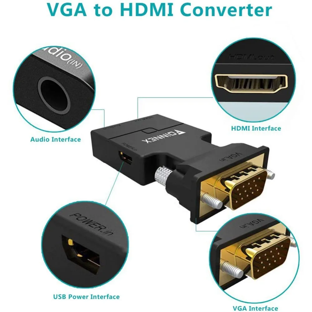 FOINNEX VGA to HDMI Adapter Converter 