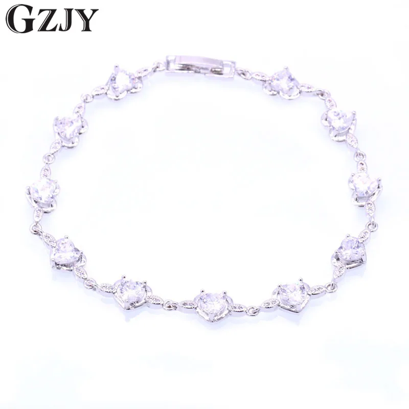 GZJY модный шарм белого золота Цвет Сердце AAA Браслет с цирконом для женщин роскошный подарок на день Святого Валентина Bijoux