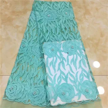

2019 New style French net lace fabric 3D beads sequins African tulle mesh lace fabric high quality lace nigerian lace fabric
