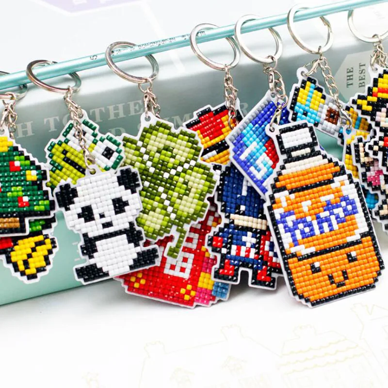 

DIY Diamond Keychain Full Square Diamond Painting Keyring Keychain Cross Stitch Embroidery Women Bag Key Chain Christmas gift