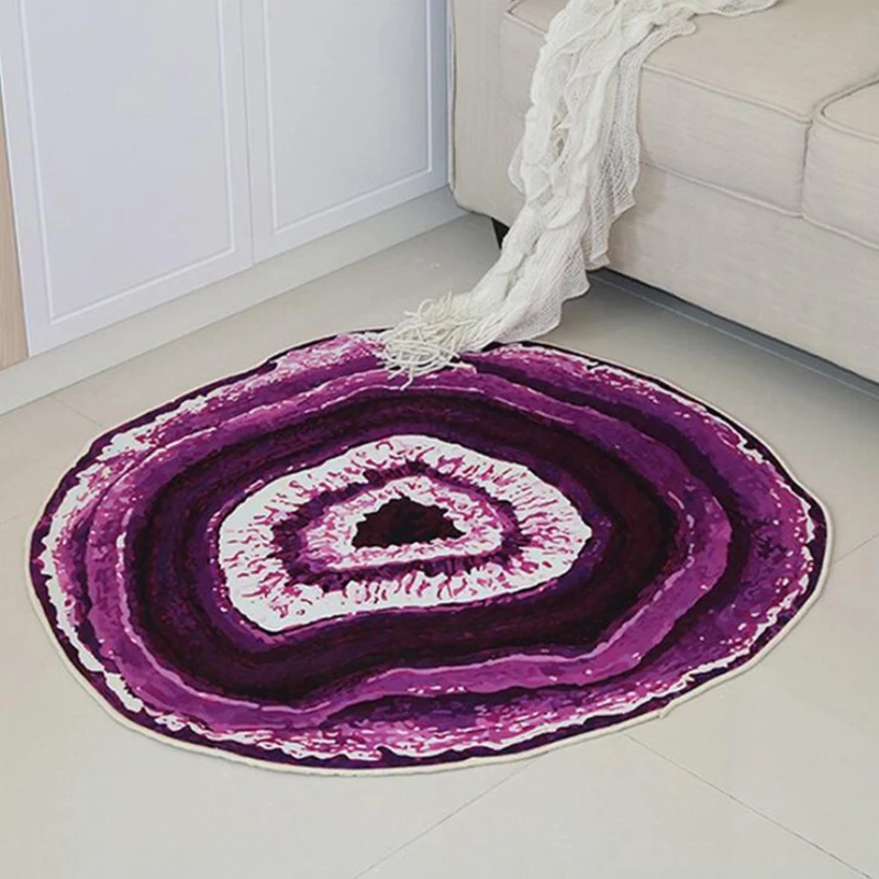 

Nordic Floor Area Rug Chair Mat Carpet Wood Grain Annual Rings 3D Printed Bedside Rug Decor Round Carpet for Modern Living Room