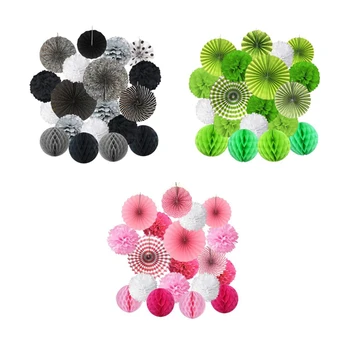 

Party Fiesta Decorations Paper Fans Paper Flower Ball Honeycomb Balls Set for Wedding Birthday Events Festival Supplies 19Pcs