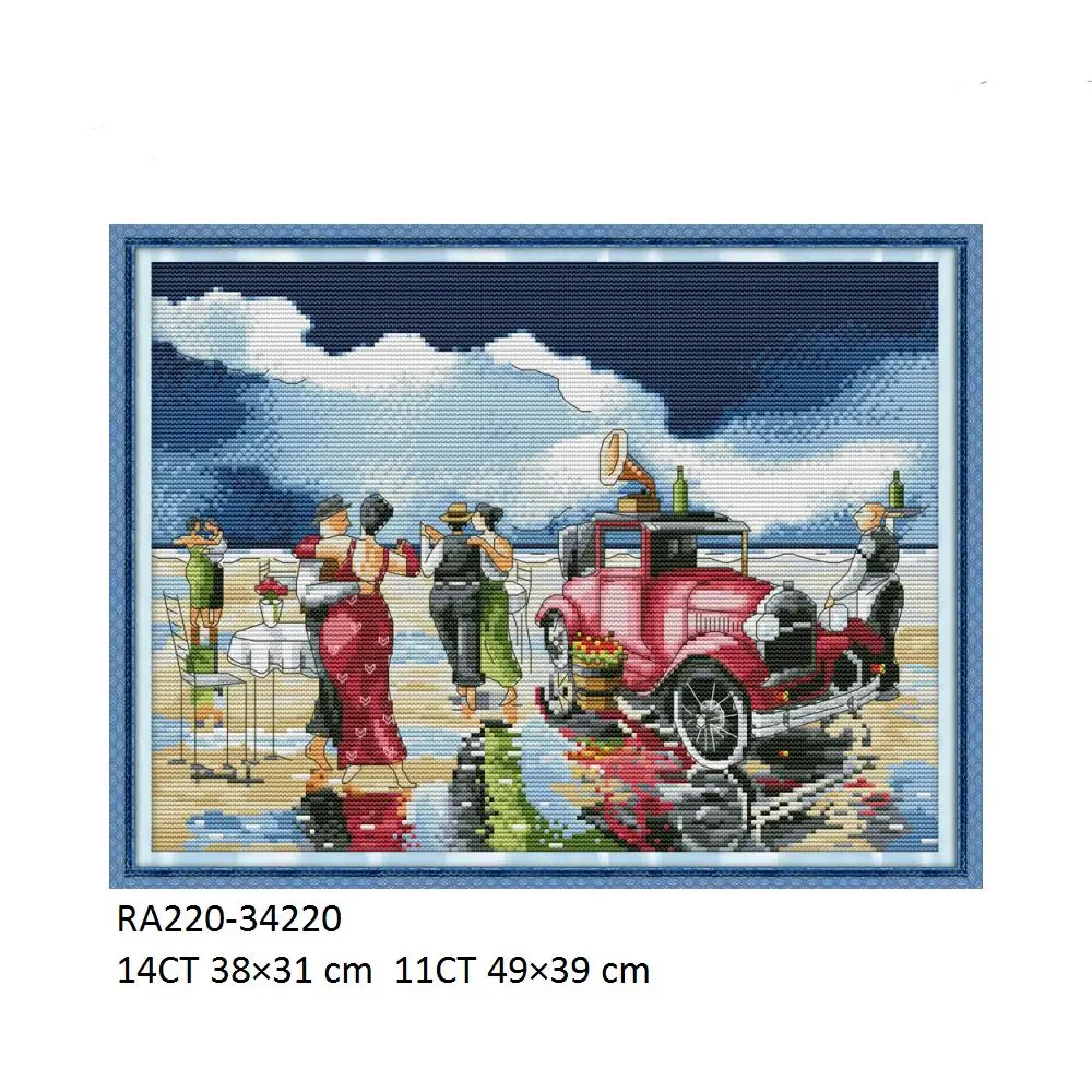 Cross Stitch Kits for Beach, Fat Married, Enjoy Life, Tango Father's Love Comb Braids, Sleeping Ball, Leisure Life Sea Party