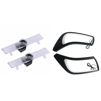 

2 Pcs LED Car Door Welcome Projector Logo Light & 2 Pcs Auto Accessories Chormium Stylng Front Led Head Lights