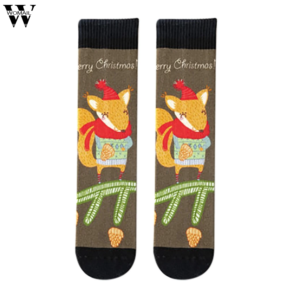 Womail дамы Рождество чёсаный хлопок 3D печать взрослых милый тренд креативный узор трубки Хлопок повседневные пары носков