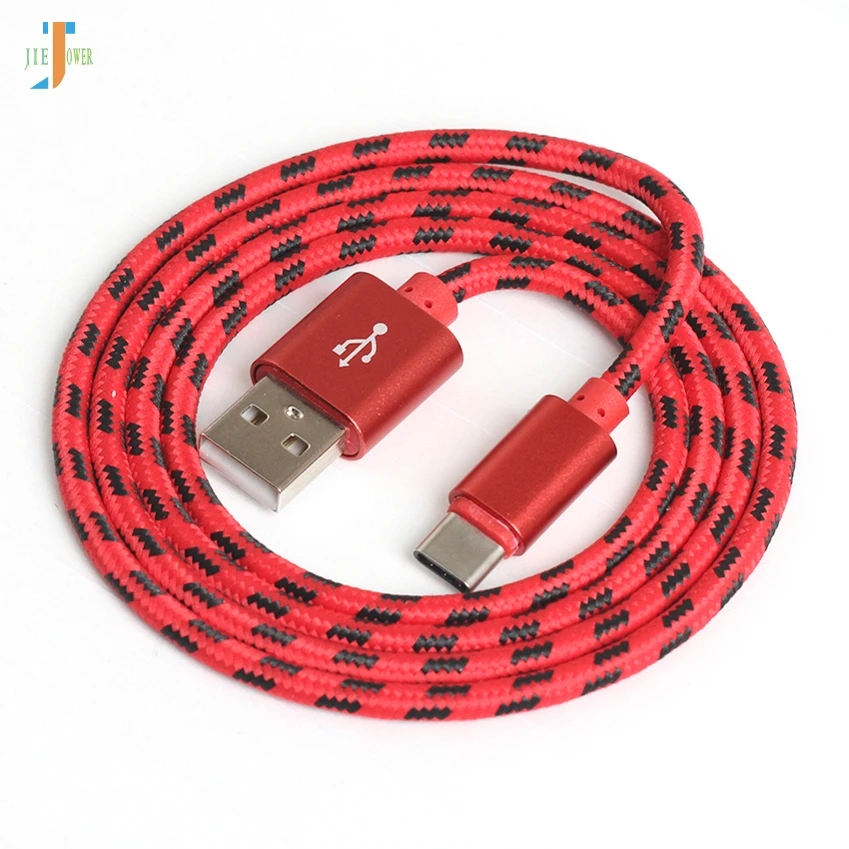 Красный 300 шт/лот кабель USB type C нейлоновая решетка Плетеный быстрое зарядное устройство для передачи данных S8 Note8 C5pro C7pro C9pro S8 Active для huawei P10 P9 plus - Цвет: Красный