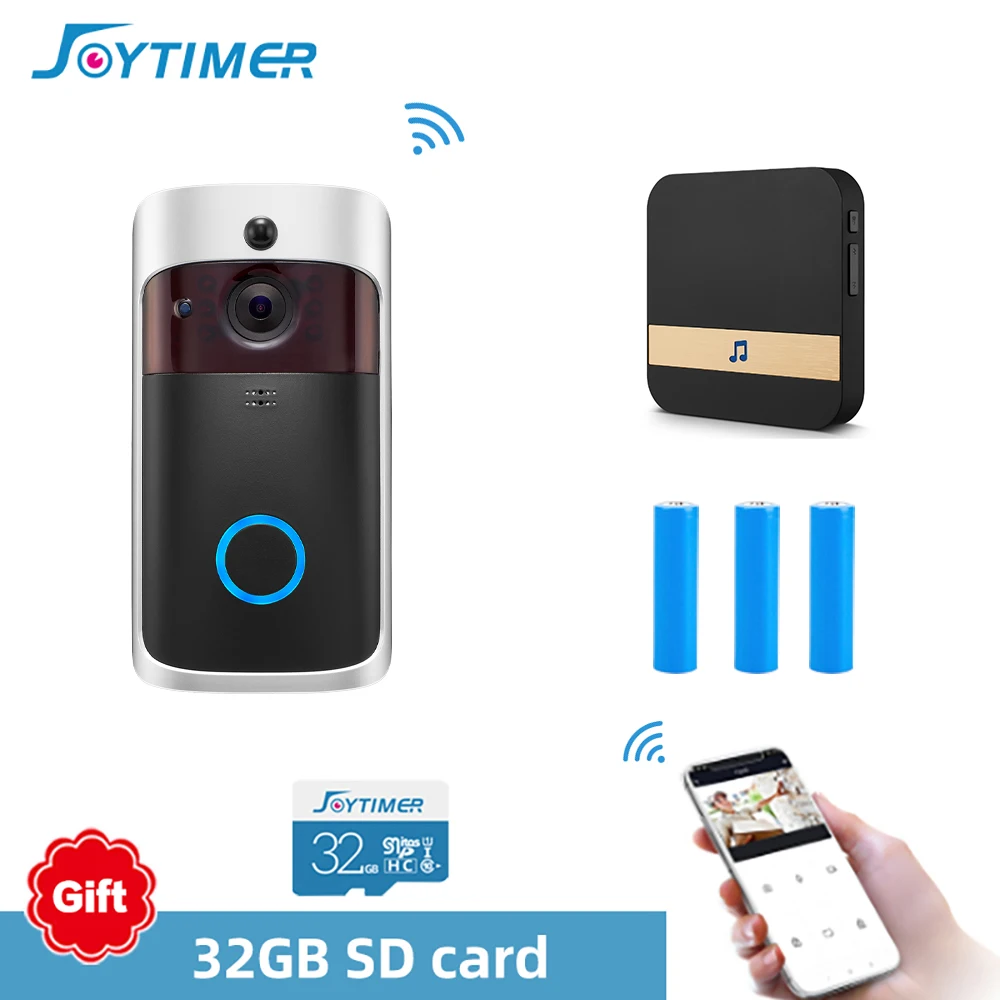 Joytimer-timbre inalámbrico inteligente con WiFi, cámara con tono de llamada, walkie-talkie con detección de movimiento y visión nocturna