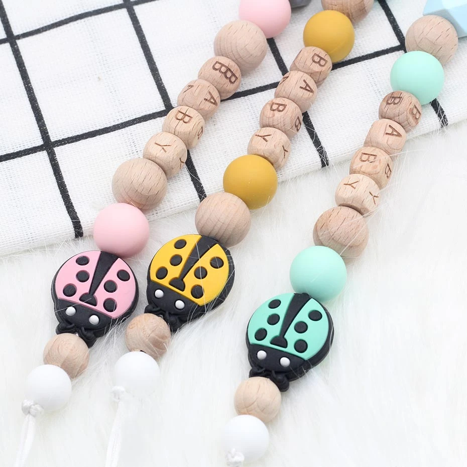 Название свадебных персоналов клипсы для соски Beetle Soother Chain младенческие фиксаторы Bpa бесплатно новорожденное Детское Зубное кольцо держатель цепи
