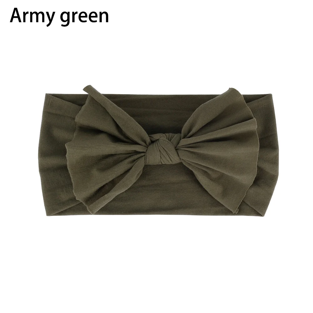 Army green Милая нейлоновая повязка на голову с бантом для малышей Эластичный Тюрбан повязка для волос бант для девочек волосы группы детей осенние аксессуары для волос - Цвет: Army green
