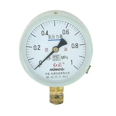 

20mm Thread Round Connector Grease Proofing Pressure Gauge 0-1Mpa