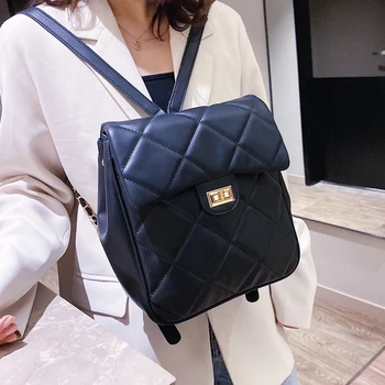 

Pu Leature Women's Backpack Black Female Simple Style Shoulder Bag Fashion School Bags for Teenage Girls Drop Shipping Backpacks