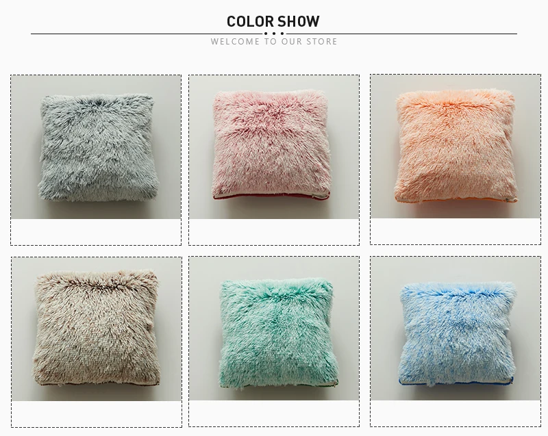 comfortable home bed plush cushion cover 42*42mm no inner long fluff housse de coussin green orange soft cushion cases dec X66
