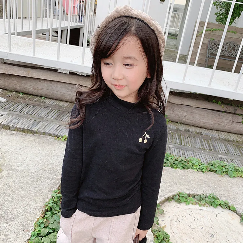 Г., BP стиль, черная и розовая футболка с длинными рукавами брендовая рубашка для детей, Базовая рубашка Осенняя брендовая одежда с рисунком вишни для девочек