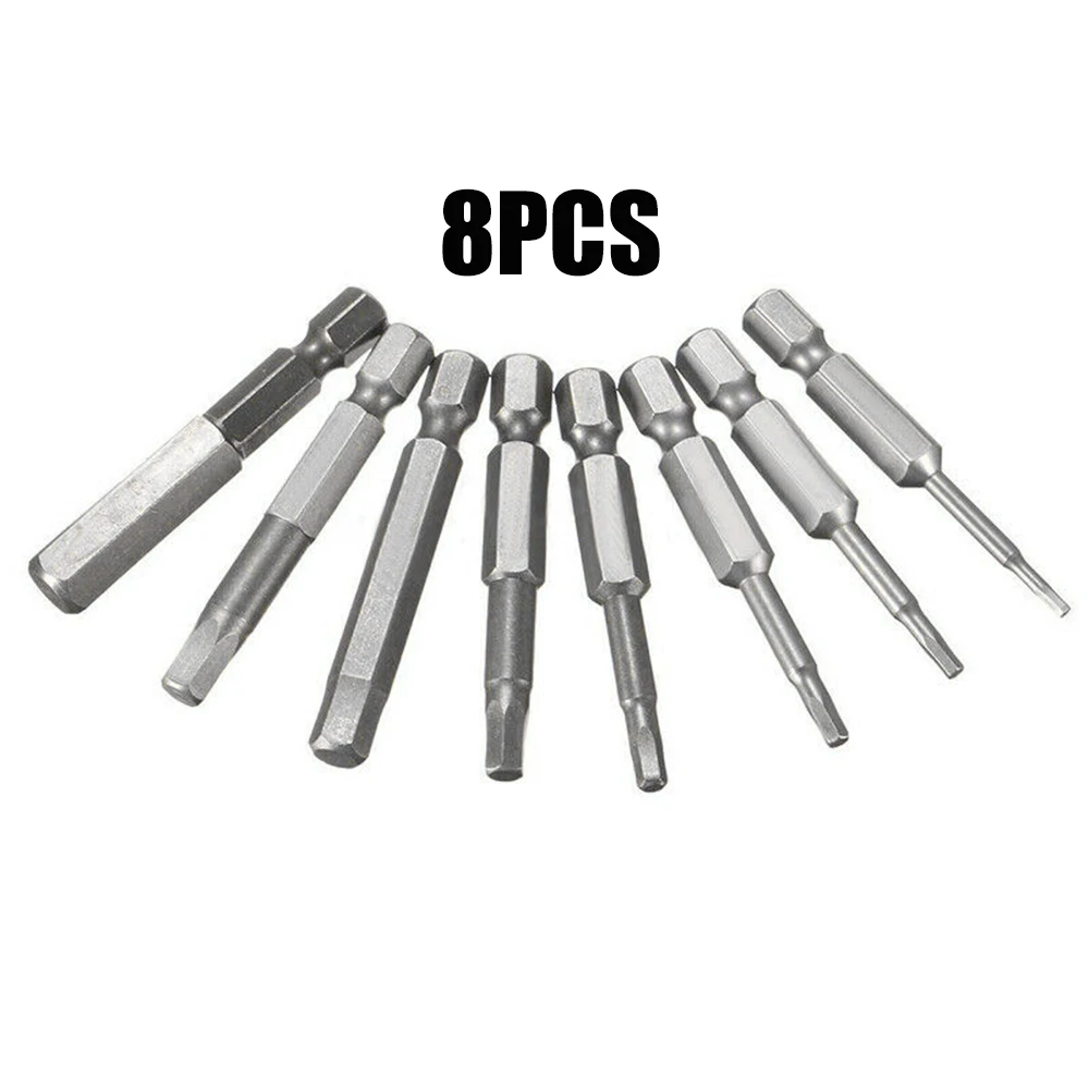 

New 8Pcs H1.5-H8 50mm 1/4in Shank Hex Magnetic Head Screw Driver Screwdriver Bit Set