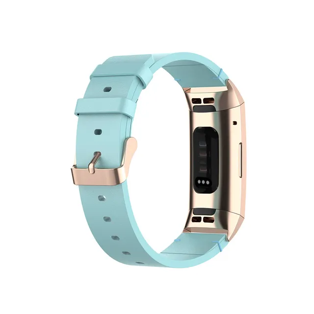 Leather Strap For Fitbit Charge 4 Replacement Bracelet For Fitbit Charge 3 Band Steel Buckle Belt for Fit bit Charge 3 SE xyst-sky blue