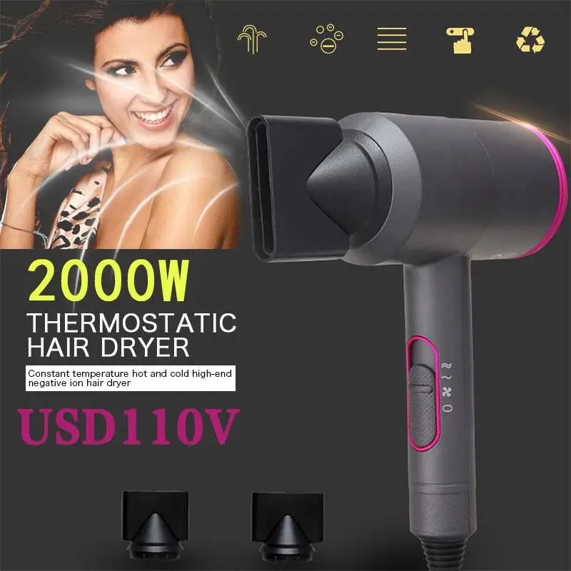 

110V Hair Dryer Student Salon Durable Blow Drier Electric Appliance 2000W Blower Dry Hair Dormitory Hot Cold Wind