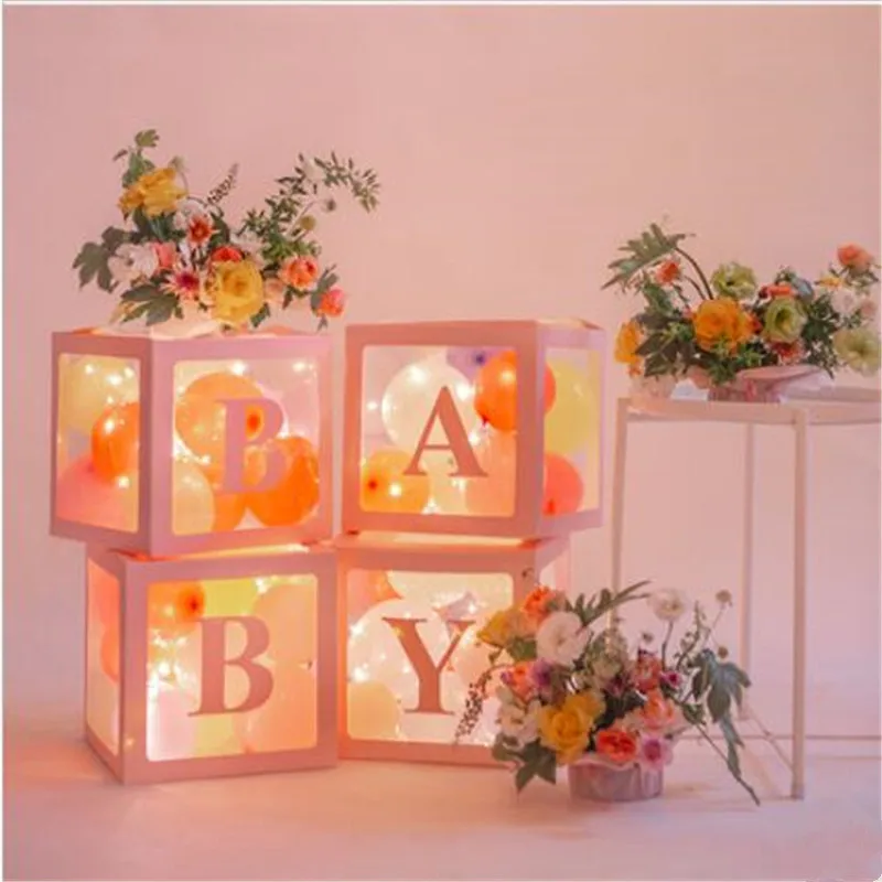 Любовные буквы прозрачная коробка аксессуары для воздушных шаров Baby Shower неоновые стикеры свадебные шары для украшения коробки вечерние воздушные шары