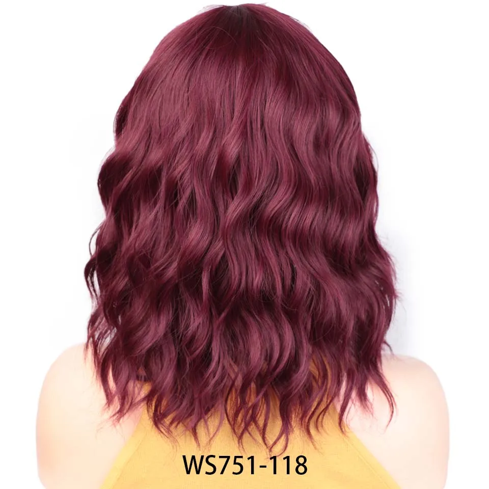 AISI BEAUTY Cut синтетические короткие парики для женщин черные с челкой пучки волос влажная волна парик натуральный косплей фиолетовый розовый - Цвет: 118