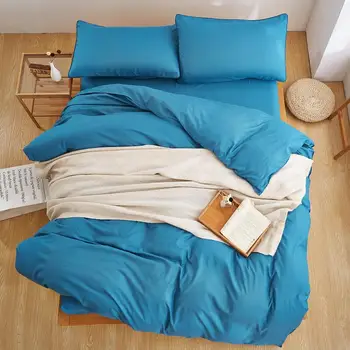 

Waterblue Bedding Set Solid Duvet Cover Set Microfiber Bedclothes Sheet AB Grey Side Adult 3 Set Bed Bed 4pcs Linens Bed Flat Or