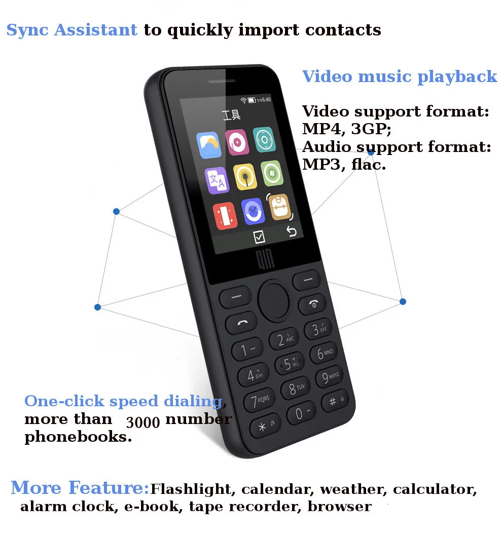 Xiaomi QIN QF9 4G Network Wifi 1820mAH BT 4.2 Infrared Remote Control Dual SIM Card Feature Phone (5)