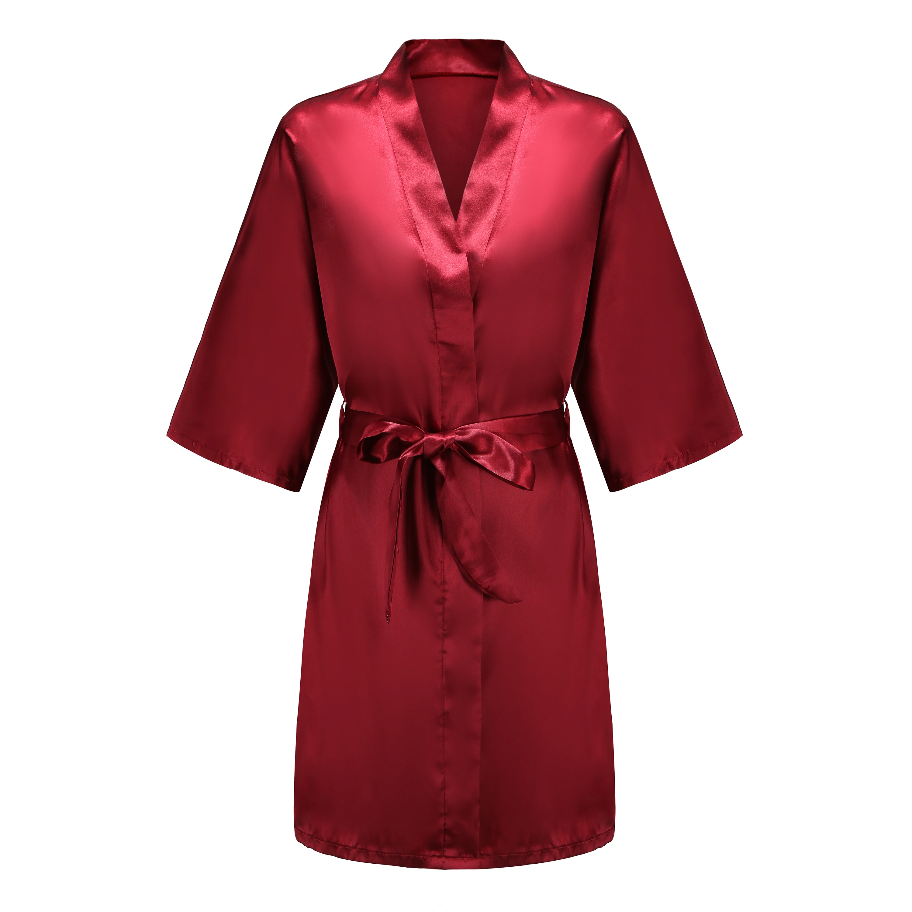 Satin Robe Female Intimate Lingerie Sleepwear Silky Bridal Wedding Gift Casual Kimono Bathrobe Gown Nightgown Sexy Nightwear - 4