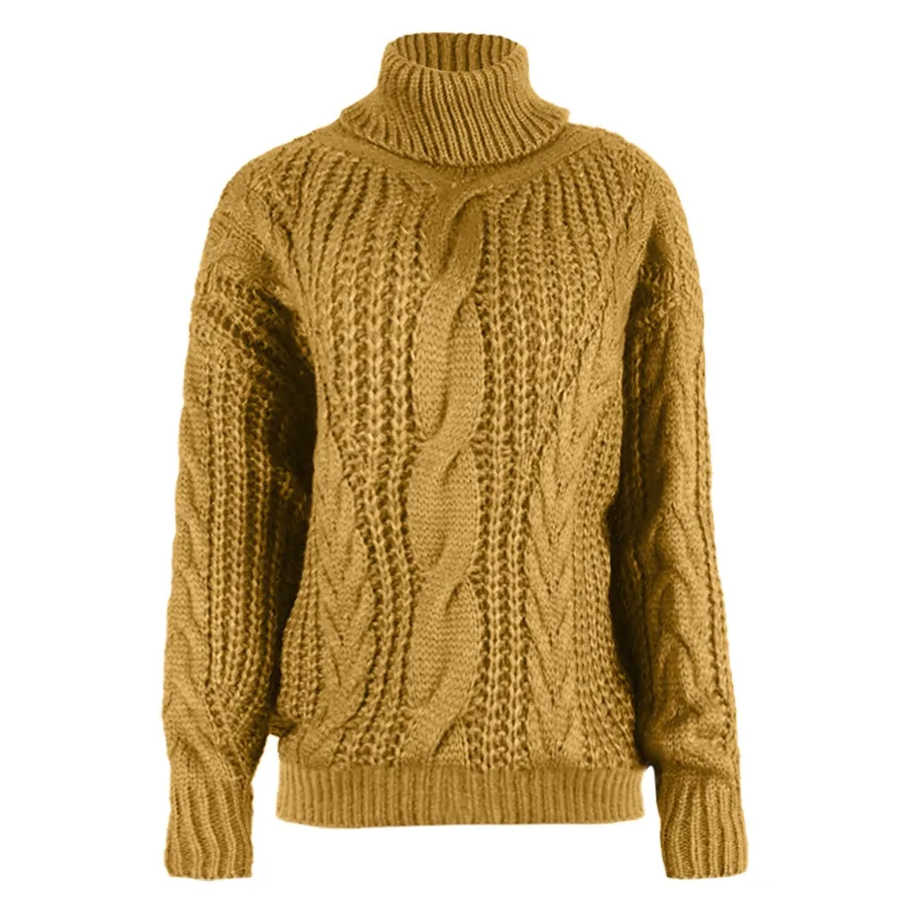 Женские зимние свитера с высоким воротом, разноцветные Джемперы, вязаная одежда, Модный Полосатый пуловер большого размера для женщин, распродажа 22 - Цвет: YE