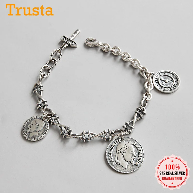 Trustdavis подлинный модный 925 пробы Серебряный минималистичный Круглый браслет-цепочка для монет для женщин Свадебные украшения подарок DS2422