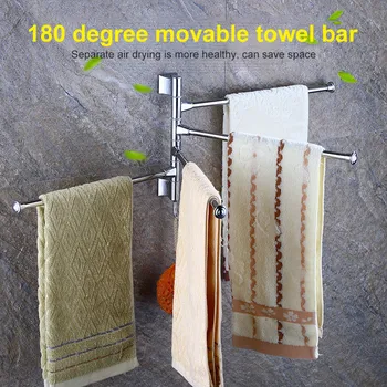 

Multi-Bar Stainless Steel Towel Bar 180 Degree Rotating Towel Rack Bathroom Kitchen Wall-Mounted Towels Polished Rack Holder