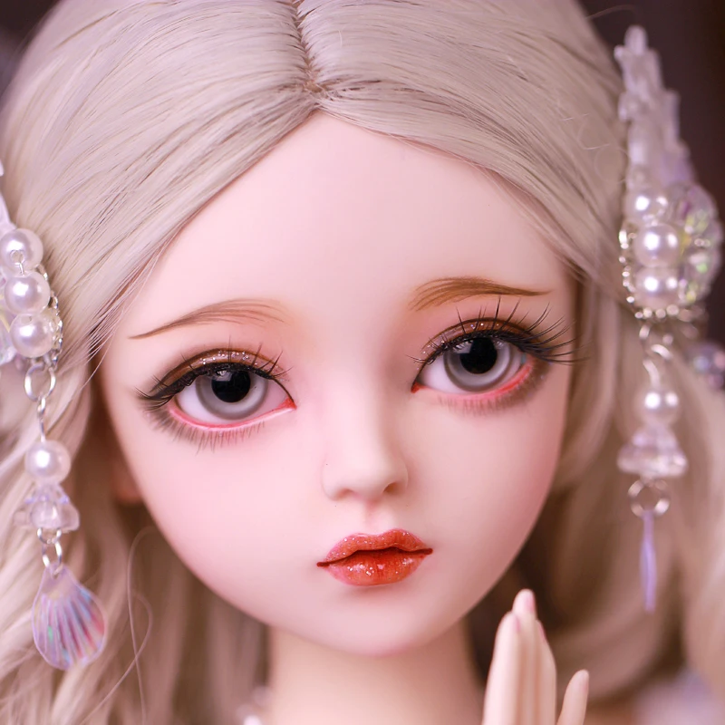 Полный набор Бесплатный макияж и глаза включены! Высокое качество 1/4 bjd кукла человеческое животное Серин rico-Русалочка синий красный парик одежды