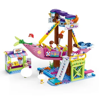 

2020 NEW GUDI Friends Amusement Park Mermaid Pirate Ship Building Blocks Sets Bricks Classic Model Kids Girl Toys