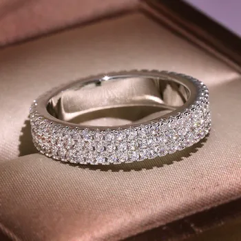 

CC Women Rings Simple Finger Three Rows Cubic Zirconia Ring Fashion Bridal Princess Wedding Engagement Ladies Jewelry CC2399