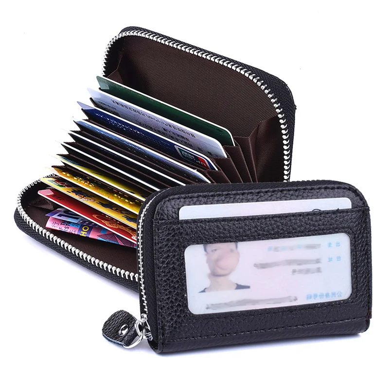 Кошелек из натуральной кожи с RFID блокировкой для мужчин и женщин|id card holder|business